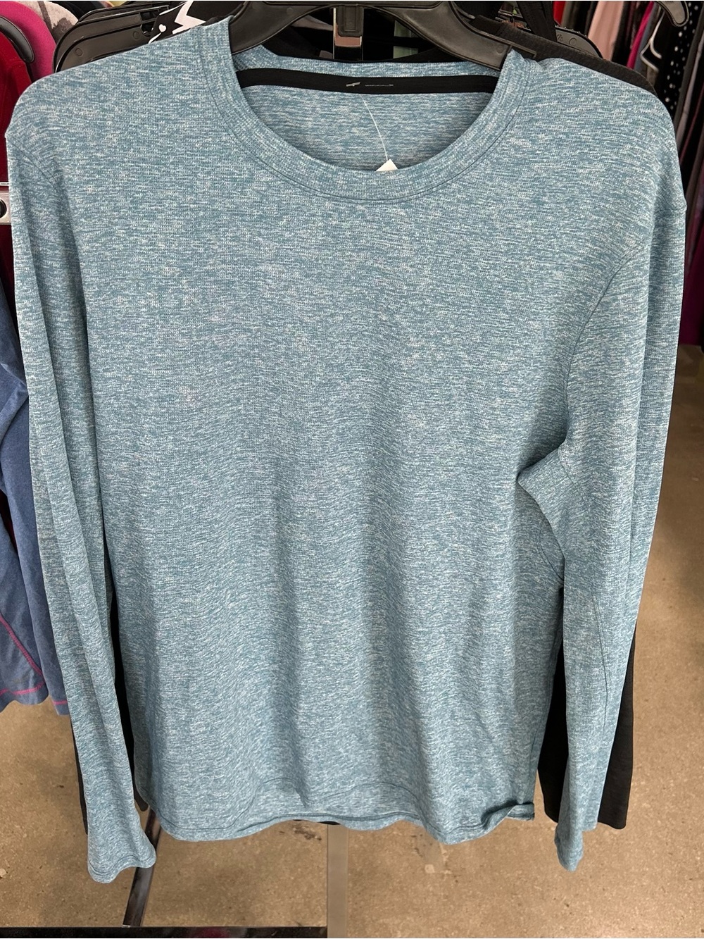 lululemon athletica Long Sleeve Heathered Blue Crew Shirt